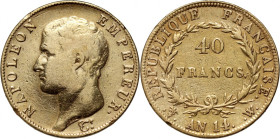 France, Napoleon I, 40 Francs AN14 W, Lille