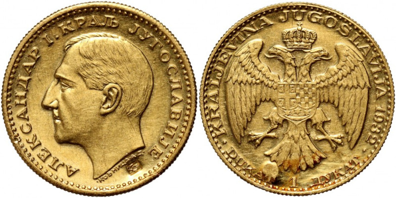 Yugoslavia, Alexander I, Ducat 1932, Countermark (Ear of corn) Gold 3,48 g. Złot...