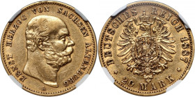 Germany, Saxe-Altenburg, Ernst I, 20 Mark 1887 A, Berlin