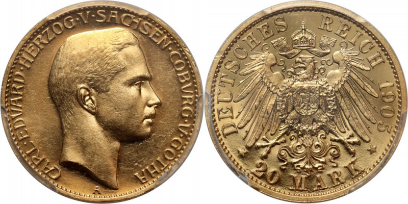 Germany, Saxony-Coburg-Gotha, Carl Eduard, 20 Mark 1905 A, Berlin, PROOF Gold. S...