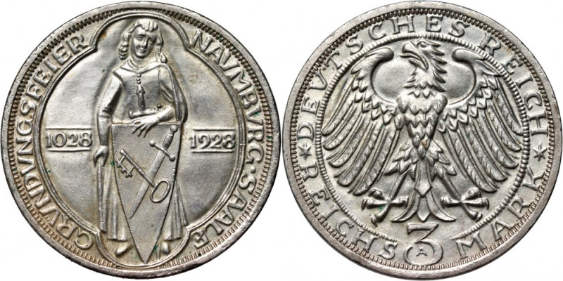 Germany, Weimar Republic, 3 Mark 1928 A, Naumburg Reference: Jaeger 333
Grade: ...