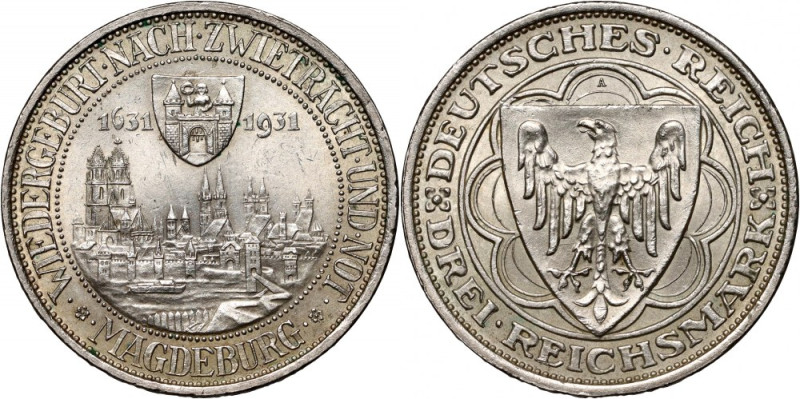 Germany, Weimar Republic, 3 Mark 1931 A, Magdeburg Reference: Jaeger 347, AKS89...