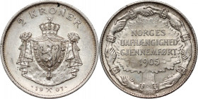 Norway, Haakon VII, 2 Crowns 1907, Kongsberg