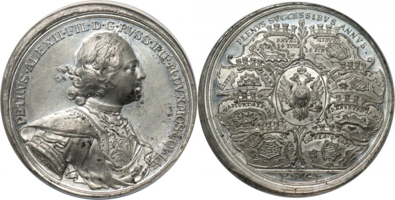 Russia, Peter I, medal from 1710, Military successes Tin, diameter 47 mm. Design...