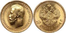 Russia, Nicholas II, 10 Roubles 1904 (АР), St. Petersburg