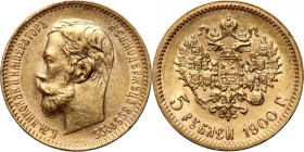 Russia, Nicholas II, 5 Roubles 1900 (ФЗ), St. Petersburg
