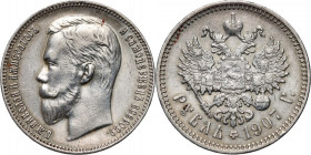 Russia, Nicholas II, Rouble 1907 (ЭБ), St. Petersburg
