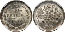Russia, Nicholas II, 10 Kopecks 1901 СПБ ФЗ, St. Petersburg