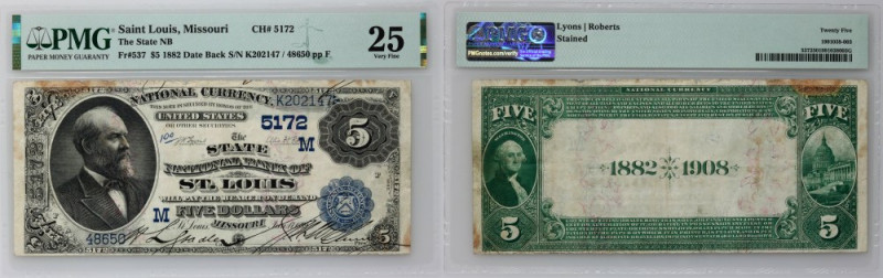 USA, National Currency, Missouri, The State National Bank of Saint Louis, 5 Doll...