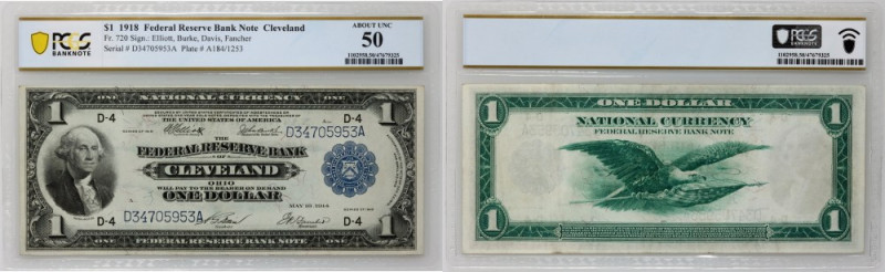 USA, Ohio, The Federal Reserve Bank of Cleveland, 1 Dollar 1918, series Number 3...