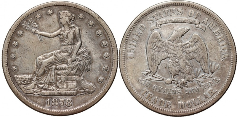 USA, Trade Dollar 1878 S, San Francisco Reference: KM #108
Grade: VF