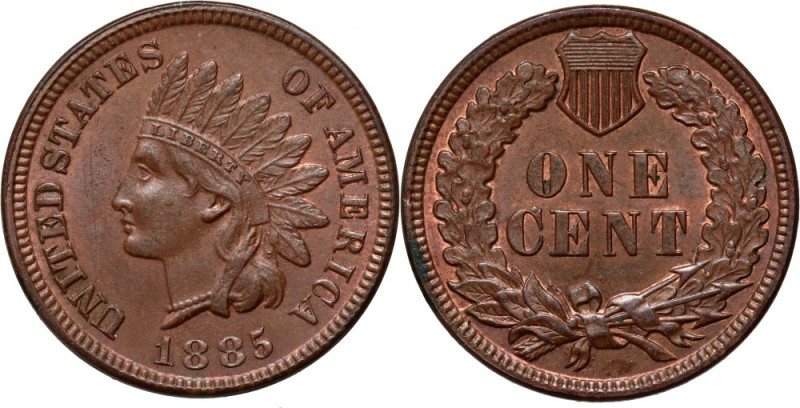 United States of America, 1 Cent 1885, Indian Head Reference: KM #90a
Grade: AU