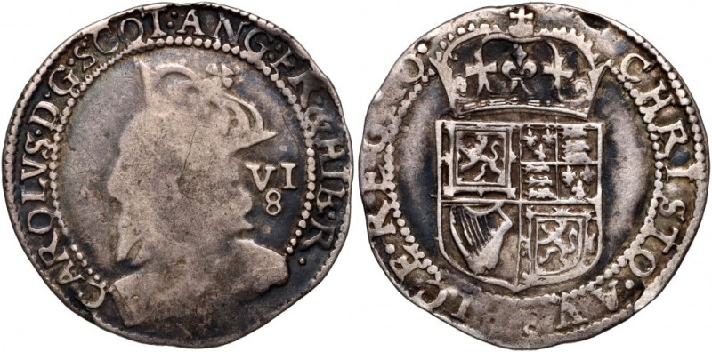 Scotland, Charles I 1625-1649, Half-Merk Silver 3,18 g. Weakly strike portrait, ...