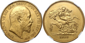 Great Britain, Edward VII, 5 Pounds 1902, London, Matte Proof