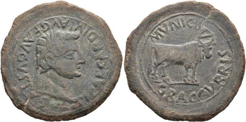 HISPANIA ANTIGUA. TIBERIO. As. Graccurris. A/ Cabeza laureada a der.; TI CAESAR ...