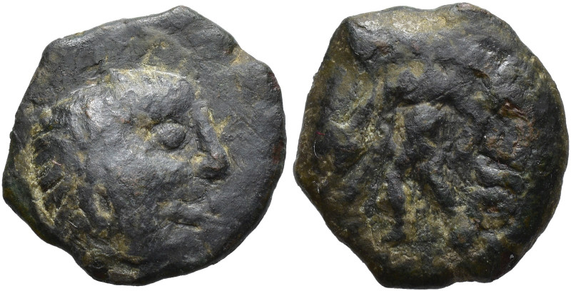 HISPANIA ANTIGUA. OSET. Cuadrante. A/ Cabeza masculina a izq. R/ Figura masculin...