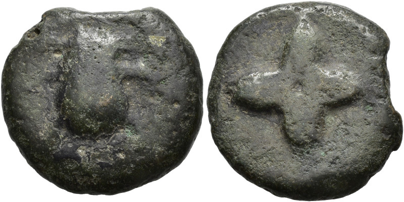 GRECIA ANTIGUA. ITALIA CENTRAL. Semiuncia. (280-260 a.C.). A/ Escarabajo. R/ Mot...