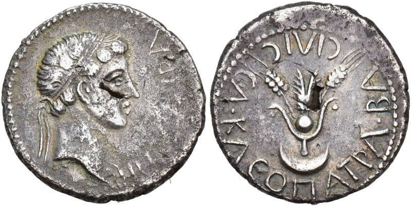 GRECIA ANTIGUA. REYES NÚMIDAS Y MAURETANOS. JUBA II CON CLEOPATRA. Denario. A/ C...