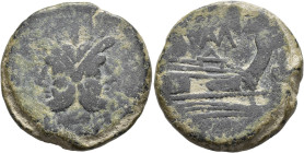 REPÚBLICA ROMANA. MATIENA. Matienus. As. Roma (179-170 a.C.). A/ Enc. MAT. R/ AE 32,76 g. 34,1 mm. CRAW-162.3. BC/BC+.