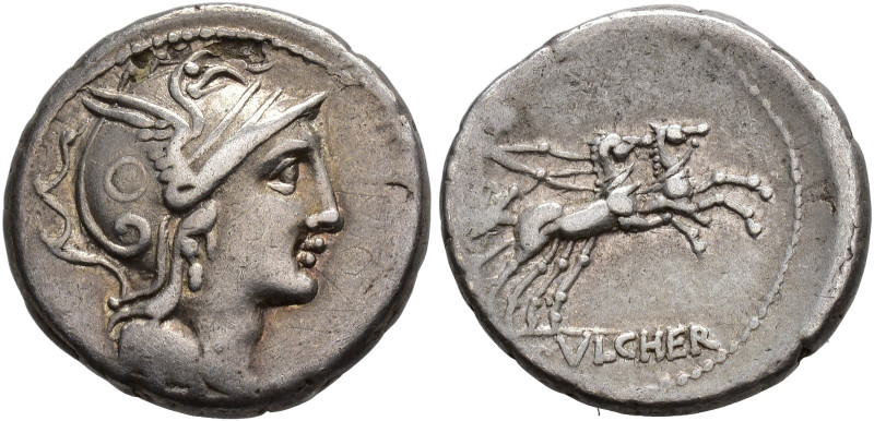 REPÚBLICA ROMANA. CLAUDIA. C. Claudius Pulcher. Denario. Roma (110-109 a.C.). R/...