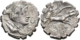 REPÚBLICA ROMANA. CLAUDIA. Ti. Claudius Nero. Denario. Roma (79 a.C.). R/ A XXVII. AR 3,7 g. 17,1 mm. CRAW-383.1a. FFC-566. Golpe en anv. MBC/EBC-.