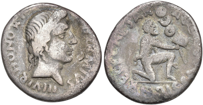 PERIODO DE JULIO CÉSAR A AUGUSTO. AUGUSTO. Denario. Roma (19 a.C.). A/ Cabeza de...