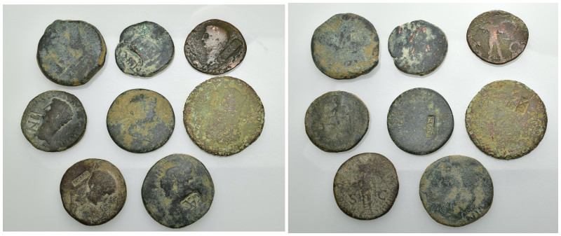 IMPERIO ROMANO. Lote de 8 ases resellados. Las monedas RC , los resellos MBC-.