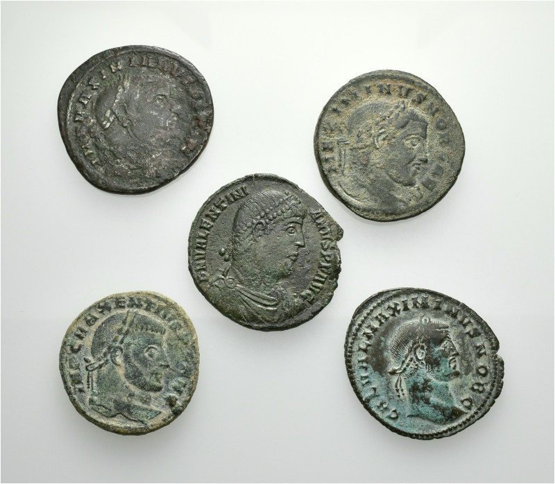 IMPERIO ROMANO. Lote de 5 follis módulo grande. BC/MBC-.