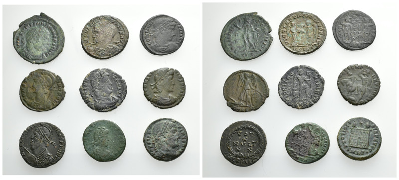 IMPERIO ROMANO. Lote de 9 follis, módulo pequeño. BC/MBC+.