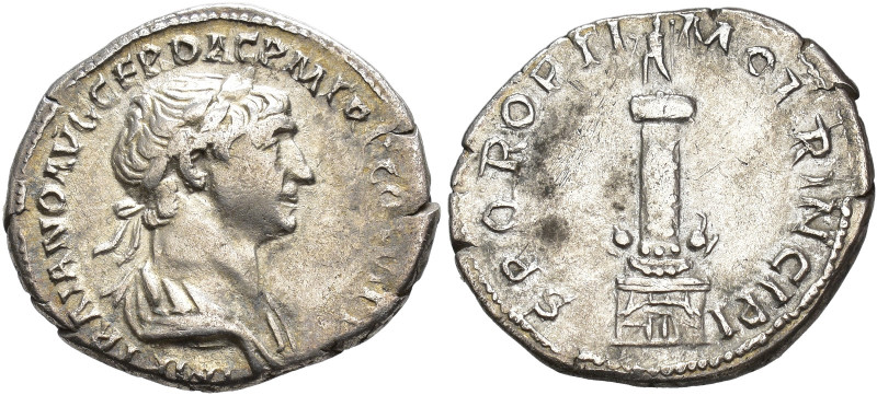 IMPERIO ROMANO. TRAJANO. Denario. Roma (112-114). A/ Busto laureado y drapeado a...