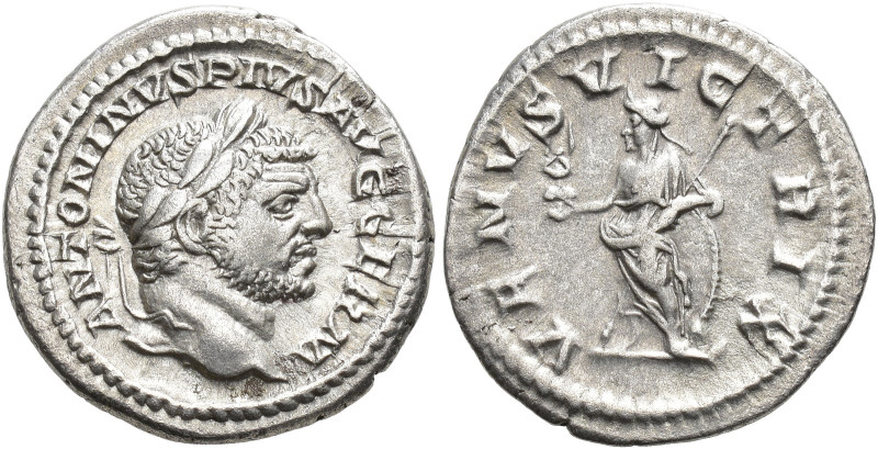 IMPERIO ROMANO. CARACALLA. Denario. Roma (213-217). A/ Cabeza laureada a der. R/...