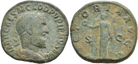 IMPERIO ROMANO. PUPIENO. As. Roma (238). A/ Busto laureado y drapeado a der.; IMP CAES M CLOD PVPIENVS AVG. R/ Victoria con corona y palma; VICTORIA A...