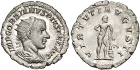 IMPERIO ROMANO. GORDIANO III. Antoniniano. Roma (241-243). A/ Busto radiado y drapeado a der.; IMP GORDIANVS PIVS FEL AVG. R/ Hércules apoyado en clav...