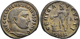 IMPERIO ROMANO. MAXIMINO. Follis. Nicomedia (312). A/ Cabeza laureada a der.; IMP C GAL VAL MAXIMINVS P F AVG. R/ Genio sacrificando en altar; GENIO A...