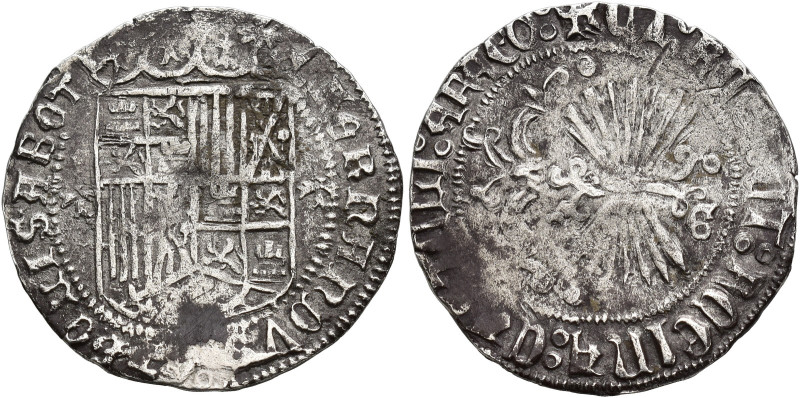 REYES CATÓLICOS. Real. Granada. AR 3,19 g. 24,9 mm. AC-365. Superficies erosiona...