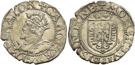 A nombre de Carlos V. Carlos. 1543. Besanzón. AR 1,14 g. 19,4 mm. Cospel abierto. EBC-.