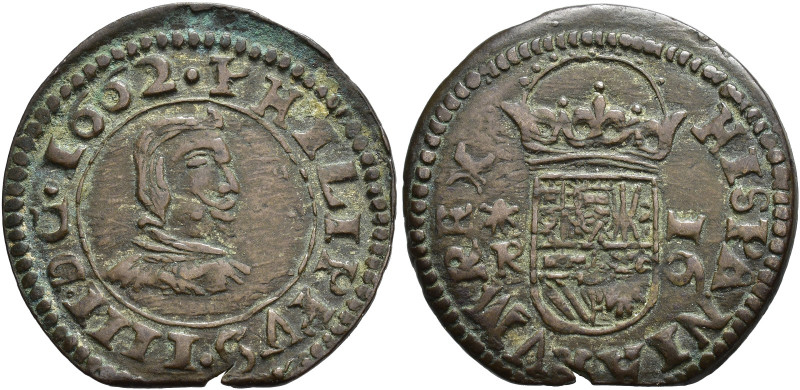 FELIPE IV. 16 maravedís. 1662. Coruña. R. AE 4,23 g. 25,4 mm. AC-453. MBC.