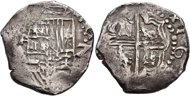 FELIPE IV. 2 reales. 16--. Potosí. Z. AR 6,78 g. 24,7 mm. AC-tipo 239. Vanos. BC...