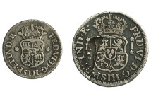 FERNANDO VI. Lote de 2 piezas. MBC-.