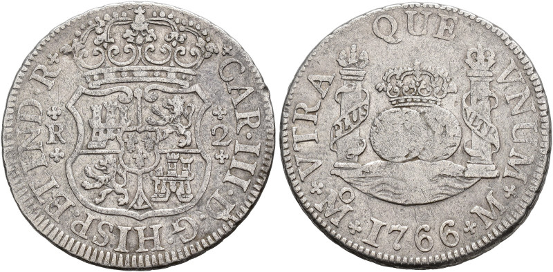 CARLOS III. 2 reales. 1766. México. M. AR 6,61 g. 25,6 mm. VI-557. MBC-/BC+.