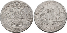 CARLOS III. 2 reales. 1766. México. M. AR 6,61 g. 25,6 mm. VI-557. MBC-/BC+.