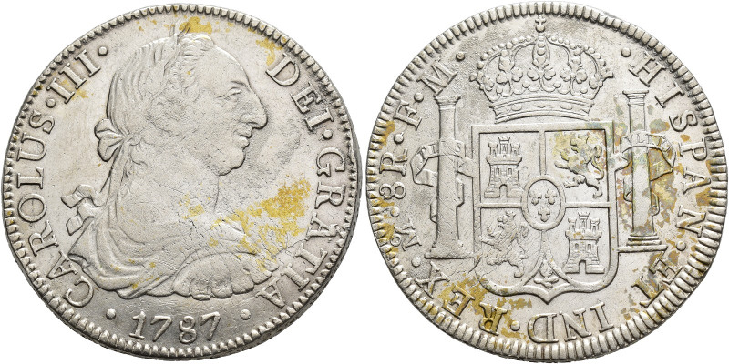 CARLOS III. 8 reales. 1787. México. FM. AR 26,63 g. 38,7 mm. VI-952. Leves oxida...