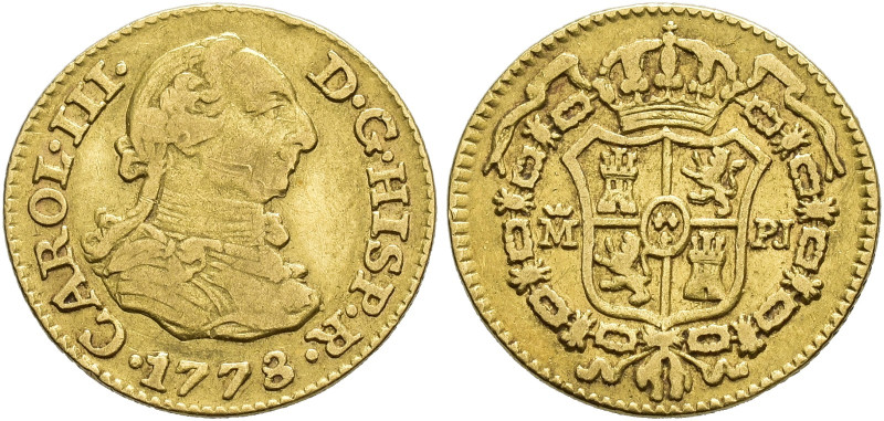 CARLOS III. 1/2 escudo. 1778. Madrid. PJ. AU 1,72 g. 14,3 mm. VI-1059. Golpecito...