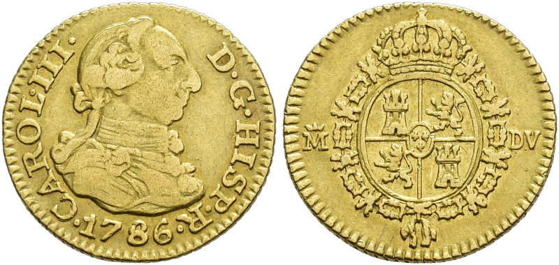 CARLOS III. 1/2 escudo. 1786. Madrid. DV. AU 1,73 g. 14,2 mm. VI-1065. MBC/MBC+.