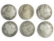 CARLOS IV. Lote de 6 piezas de 2 reales. BC+/MBC.