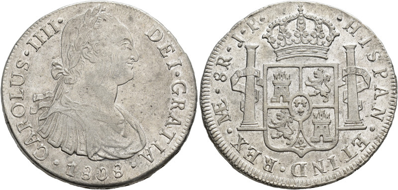 CARLOS IV. 8 reales. 1808. Lima. JP. AR 27,29 g. 39,9 mm. VI-771. Rozadura en an...
