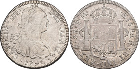 CARLOS IV. 8 reales. 1796. México. FM. AR 26,77 g. 40,1 mm. VI-792. Acuñación floja en rev. MBC.