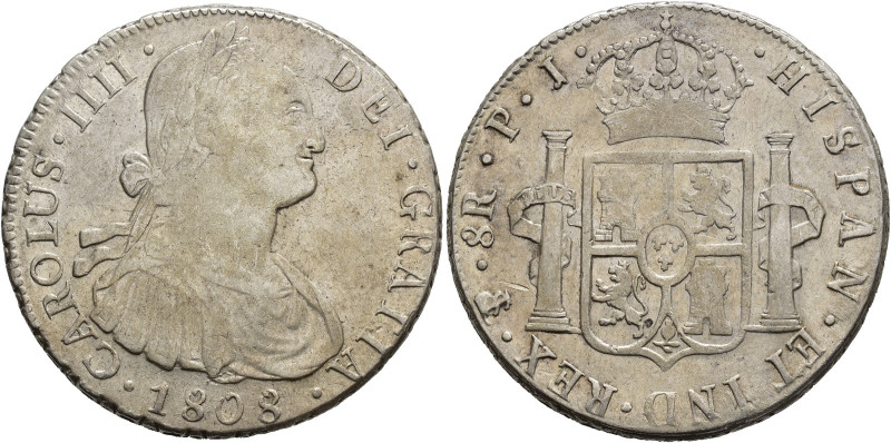 CARLOS IV. 8 reales. 1808. Potosí. PJ. AR 26,99 g. 39,1 mm. VI-828. Acuñación fl...