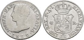 JOSÉ I BONAPARTE. 4 reales. 1810. Madrid. AI. AR 5,72 g. 26 mm. VI-13. Rayas de acuñación en rev. BC+/MBC-.