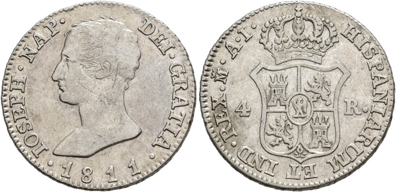 JOSÉ I BONAPARTE. 4 reales. 1811. Madrid. AI. AR 5,92 g. 26,3 mm. VI-145. Rayita...